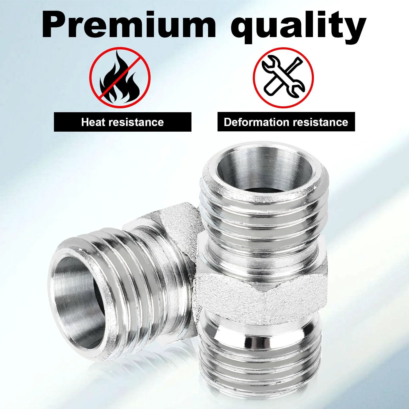 Set Of 2 M14x1.5 To M14x1.5 Carbon Steel Hydraulic Hose Thread Adapters for Mini Excavator and Heavy Equipment
