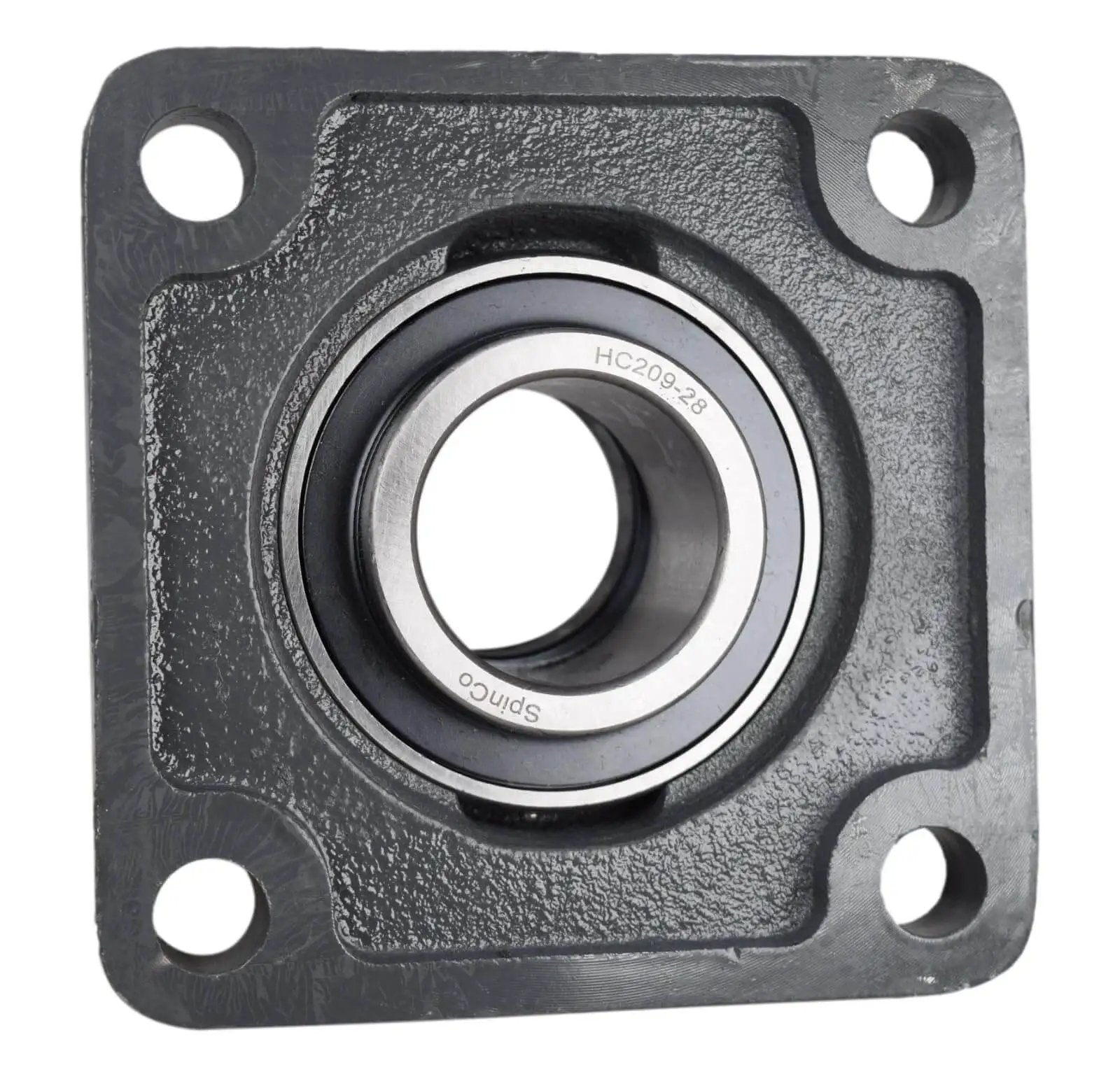 One And Three Quarter Inch Four Bolt Flange Bearing With Cam Lock Collar Cast Iron Housing Grease Zerk Bore One And Three Quarter Inch Bolt Hole Span Four Point One Three Three Inches RCJ P4B SXR close-up