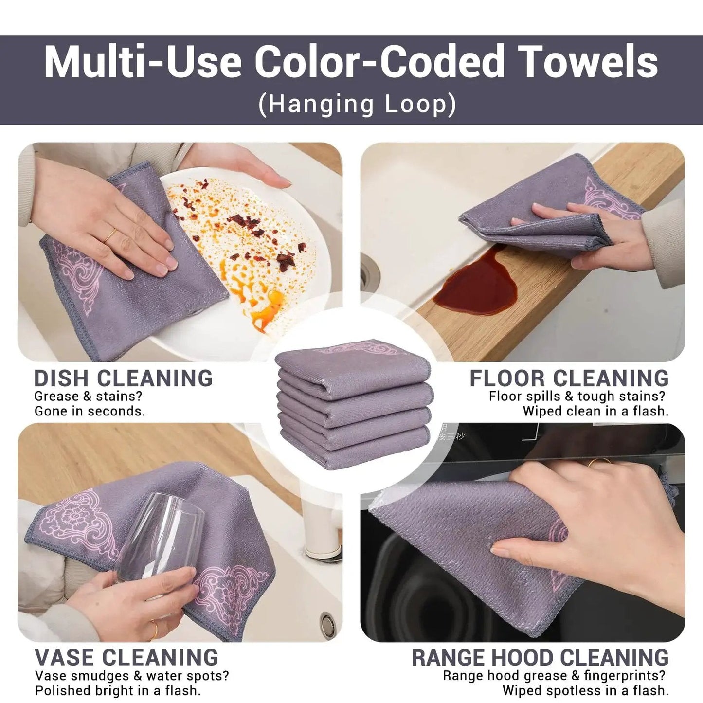 Multi-use 12 Pack Microfiber Cleaning Cloths For Cars And Home Ultra Absorbent Towels used for various cleaning tasks