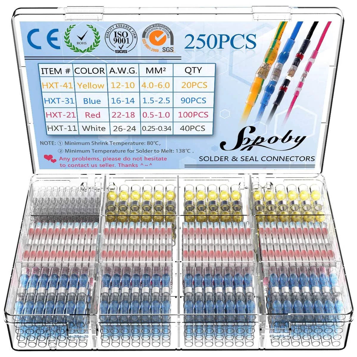 250 Piece Solder Seal Wire Connector Kit Pro Grade Insulated Waterproof Heat Shrink Solder Butt Connectors For Automotive And Marine Electrical Wiring Heavy Duty Double Wall Design For Strong Long Lasting Connections