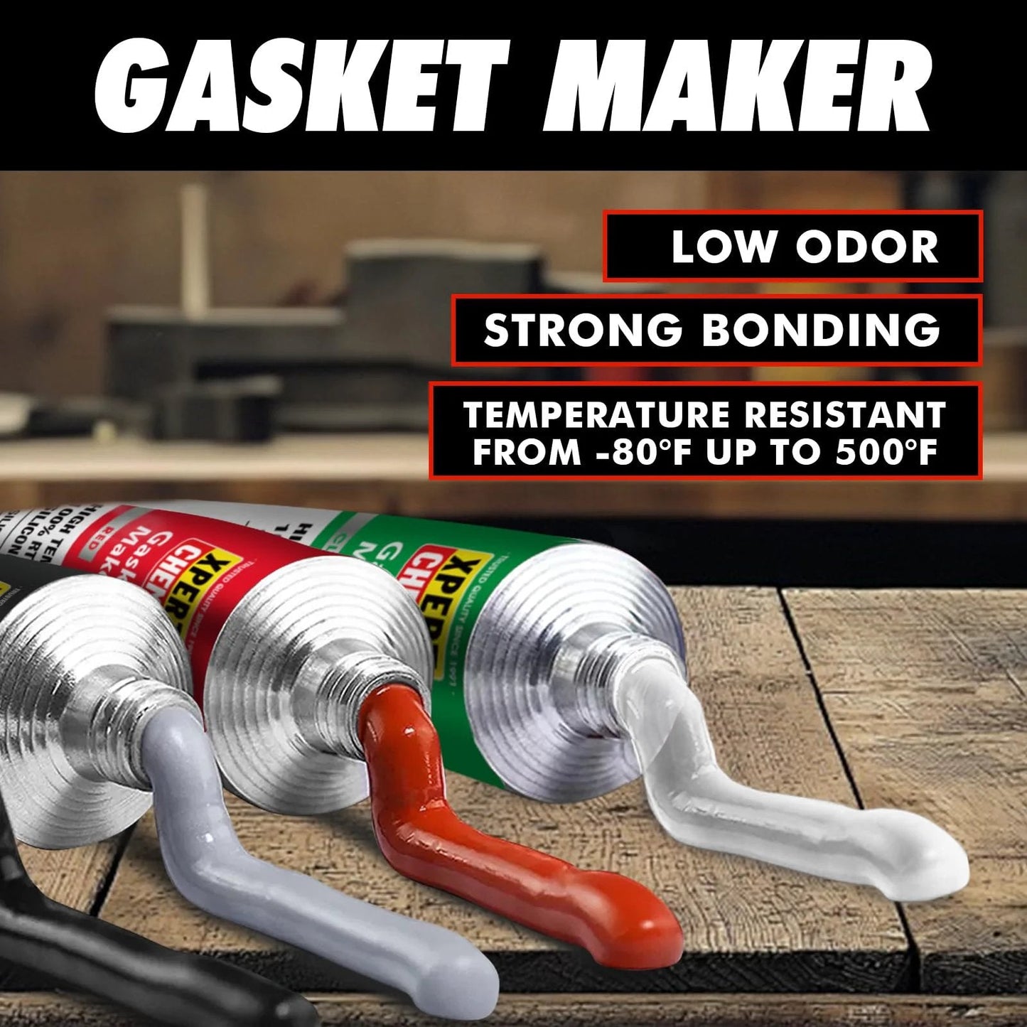 RTV Silicone Gasket Maker for Automotive High Temp Sealant Anti Freeze and Oil Resistant Bonding for Engines Gearboxes Pumps