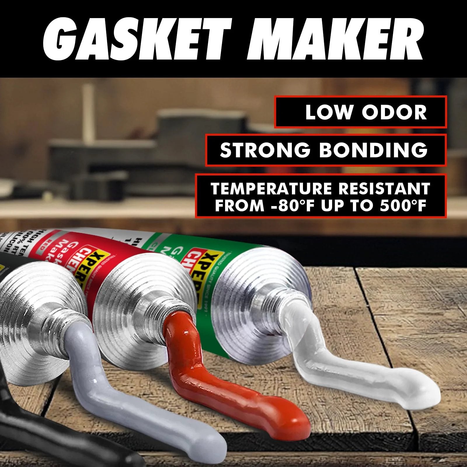 RTV Silicone Gasket Maker for Automotive High Temp Sealant Anti Freeze and Oil Resistant Bonding for Engines Gearboxes Pumps