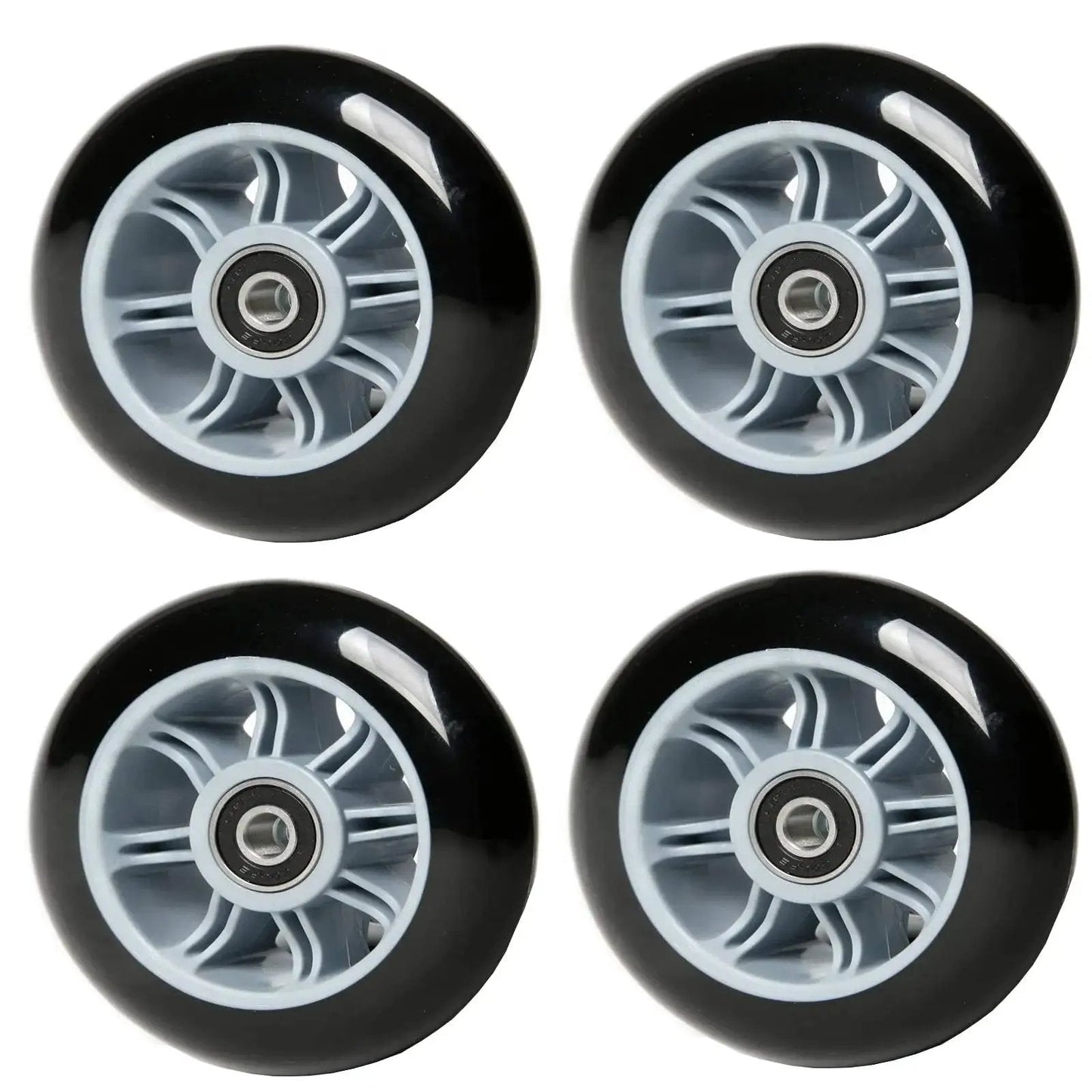 High Rebound 100mm Kick Scooter Wheels With ABEC 7 Bearings, 4 Pack Grey Polypropylene Core And 85A PU Urethane Replacement Wheels