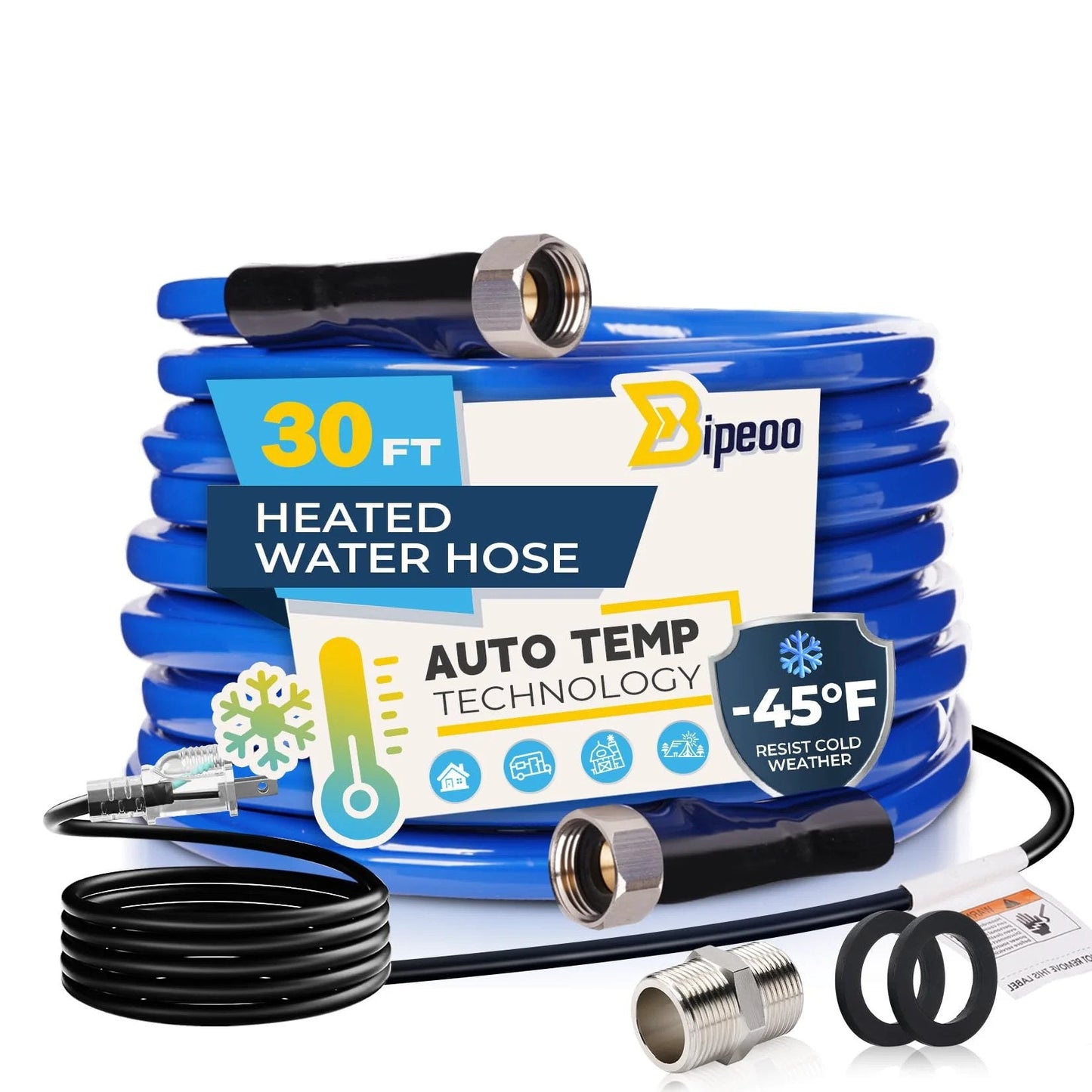 30 Foot Heated Water Hose For RV Use With Antifreeze To Minus Forty Five Degrees Fahrenheit Keeps Water Flowing In Freezing Weather For RV Folks Campers Farmers And Livestock And Outdoor Enthusiasts BPA Free And Lead Free.