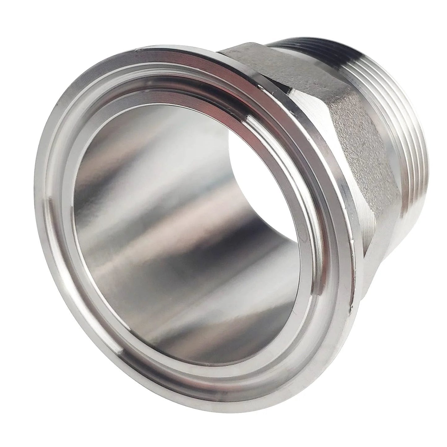 1.5 Inch Sanitary Tri Clamp To 1-1/4 Inch NPT Male Hex Thread Adapter in 304 stainless steel fitting for food processing