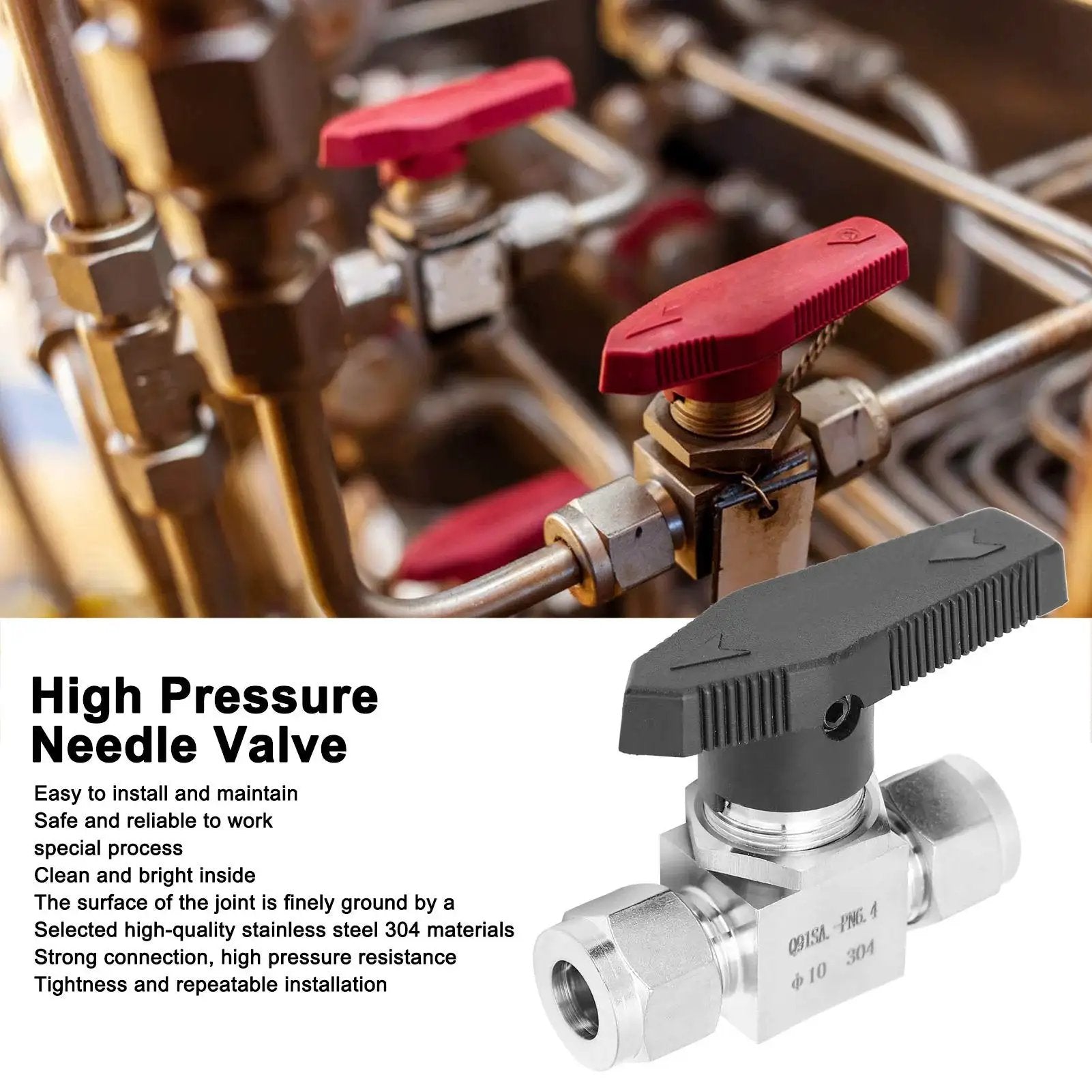 Industrial Grade 304 Stainless Steel Needle Valve For High Pressure Two Way Flow Control In Water Oil Gas Systems With Precision Needle Mechanism DANAIXZ F10 displaying dual outlet configuration