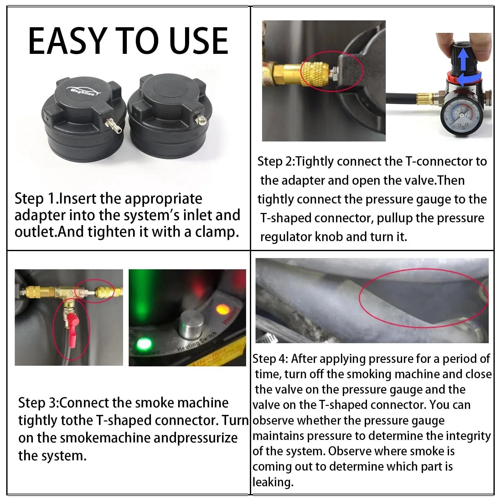 Turbo System Leakage Tester Kit For Quick Garage-Grade Leak Detection In Turbo Cooling Emissions And Exhaust Lines instructions