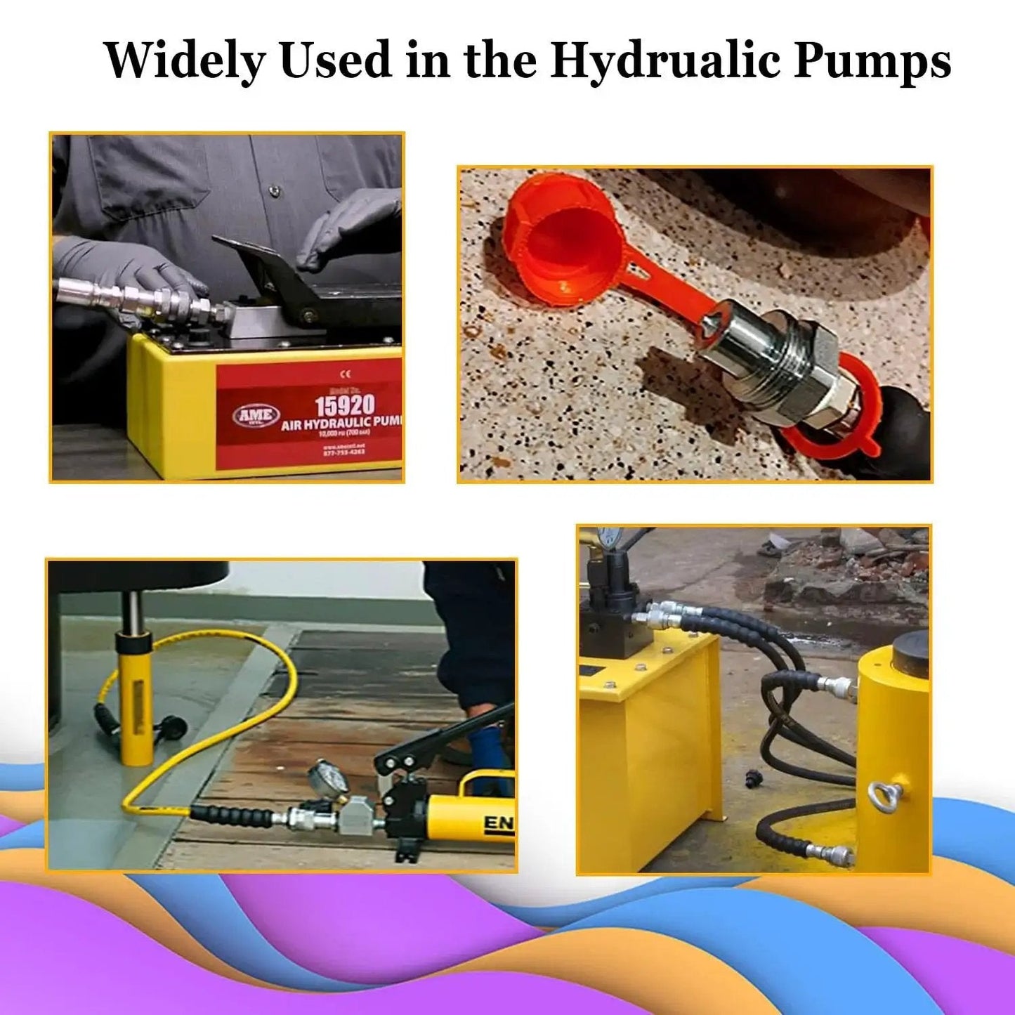 Three Eighths Inch NPT Hydraulic Quick Connect Disconnect Coupler 10,000 PSI High Pressure in use with hydraulic pumps