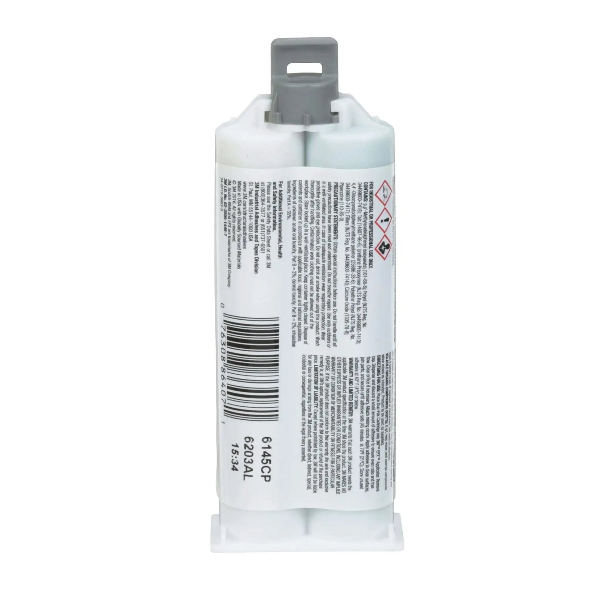 Back view of Composite urethane adhesive DP6310NS 48.5 mL Duo-Pak