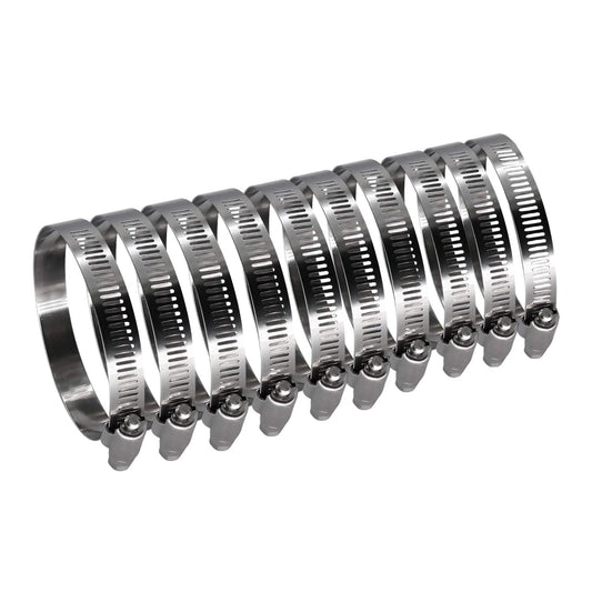 Durable 3.5 Inch Worm Gear Hose Clamp Set in Full Stainless Steel With SAE 56 Size Half Inch Band Width Working Range 78 To 102 Mm 10 Pack