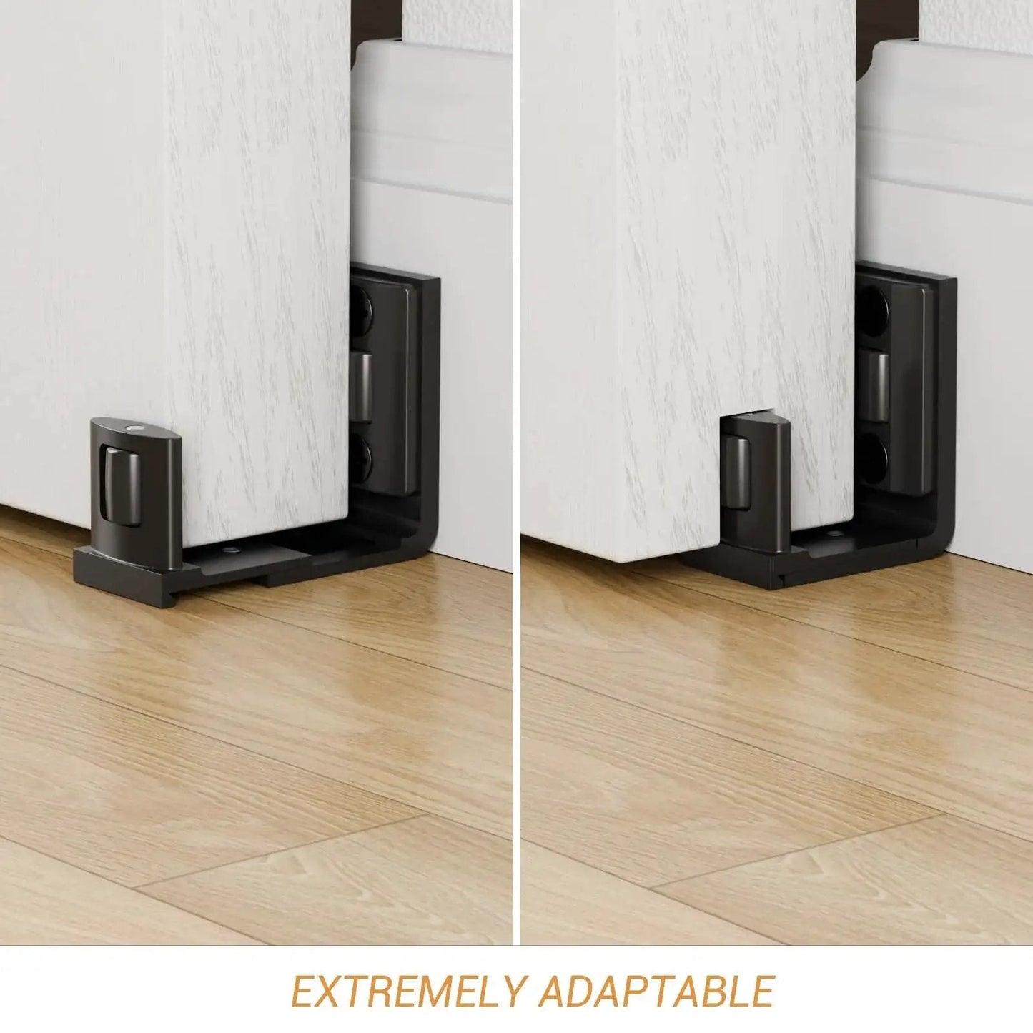 Sliding Barn Door Bottom Floor Guide With Adjustable U Shaped Flat Bottom Design Easy To Install And Wall Mounted Black Finish