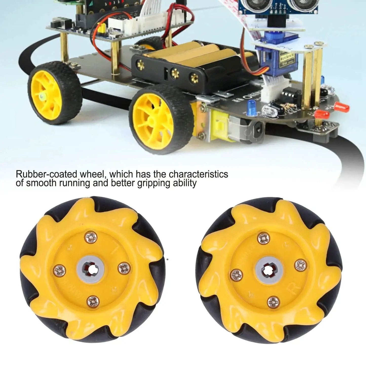 Ultra Smooth Mecanum Wheels For Smart Robot Car Omni Directional Movement ABS Rubber 48mm Wheels Compatible With TT Motor And Building Blocks Left Right Pair DIY Robotics Kit For Pros By Fuchooky