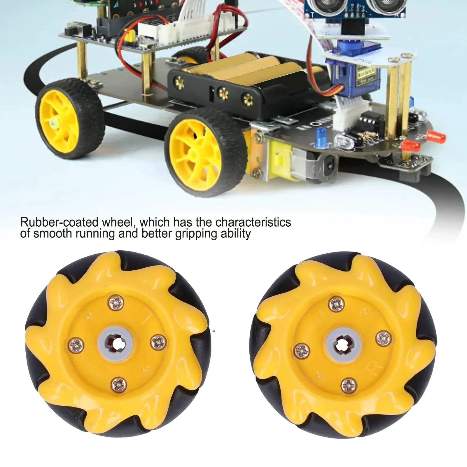 Ultra Smooth Mecanum Wheels For Smart Robot Car Omni Directional Movement ABS Rubber 48mm Wheels Compatible With TT Motor And Building Blocks Left Right Pair DIY Robotics Kit For Pros By Fuchooky