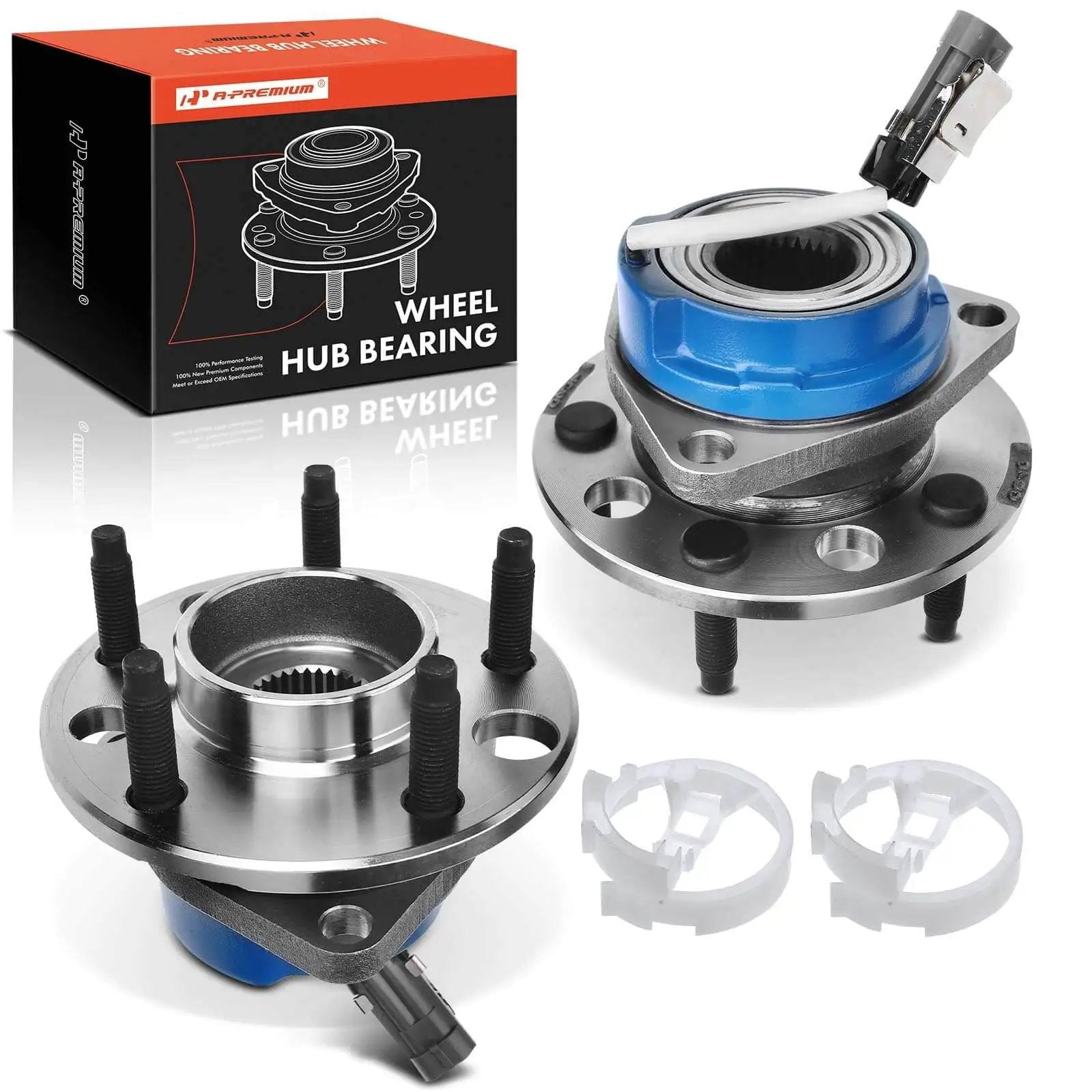 Front Left & Right Hub Assembly Pair with ABS Sensor and 5-Lug Wheel Bearings for Buick and Chevrolet