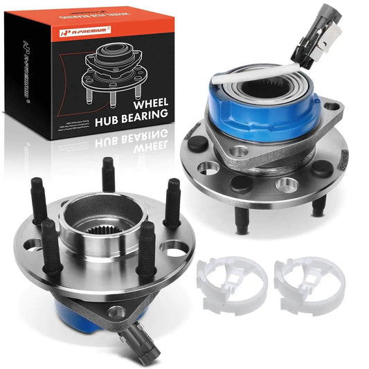 Front Left & Right Hub Assembly Pair with ABS Sensor and 5-Lug Wheel Bearings for Buick and Chevrolet