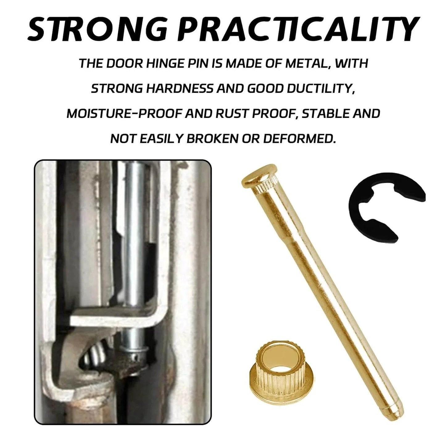 4 Piece Door Hinge Pins And Bushings Kit For Ford F100 F150 F250 F350 And Bronco 1980 1985 And 1996 Models, Galvanized Steel