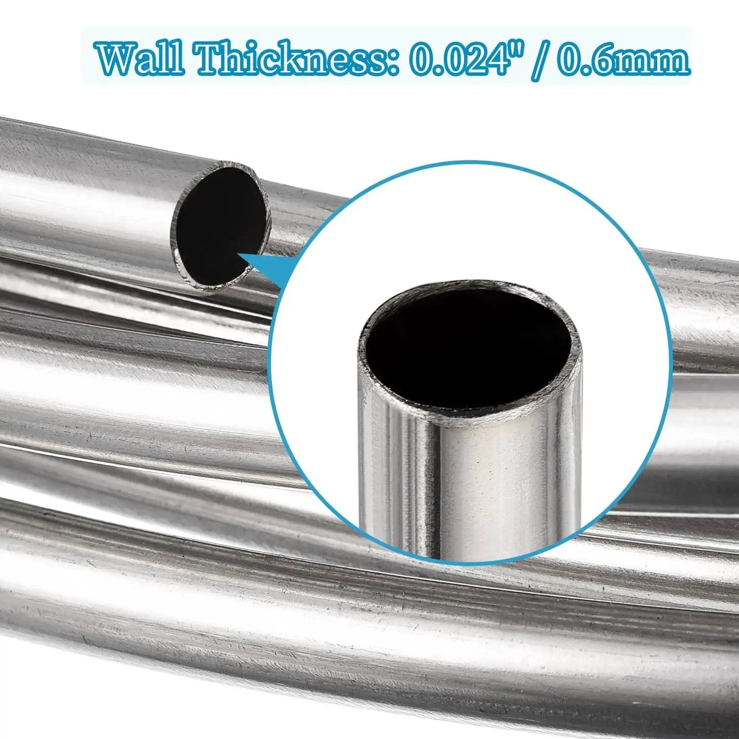 Workhorse Three Eighths Inch By Ten Feet 304 Stainless Steel Tubing Coil With Welded Construction showing wall thickness detail