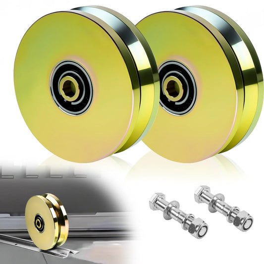 2 Pack 6 Inch V Groove Wheels With Solid Steel Sliding Wheel And Dual Sealed Bearings For Rolling Inverted V Shape Track Gates Up To 5000 Lbs Capacity Includes Mounting Screw For Heavy Duty Driveway And Security Gates