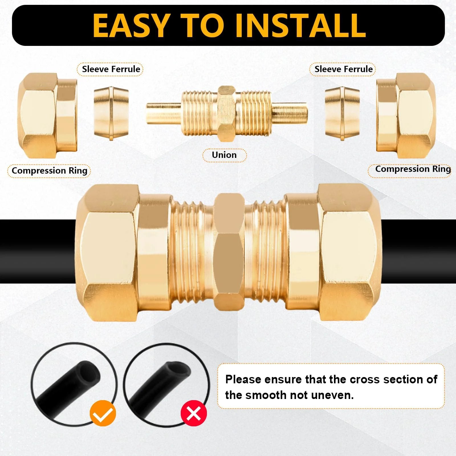 Brass DOT Air Line Fittings Kit With Push To Connect Quick Connects 220 Pcs Includes Union and Ferrule for air brakes.
