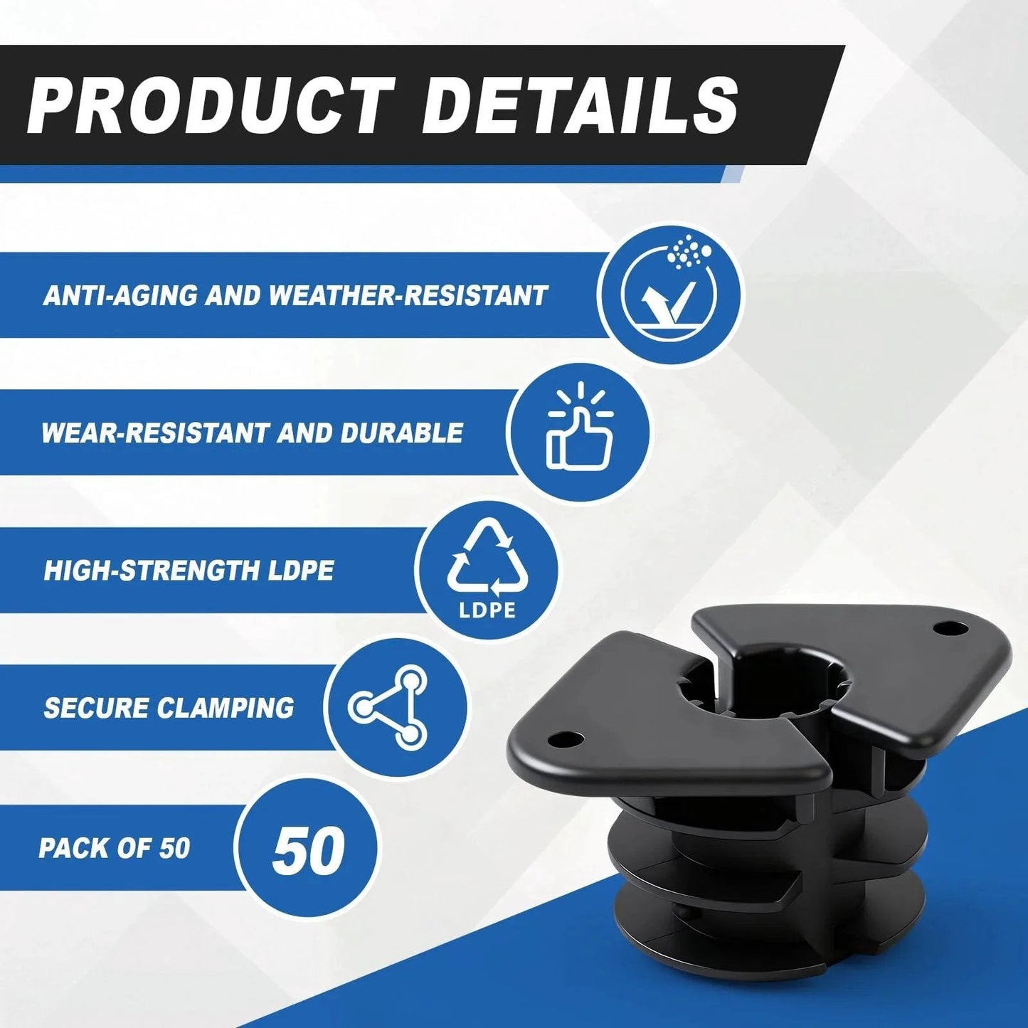 3/4 Inch Thru Isolation Clamp Pack For Pex, Copper, CPVC, And Wood Pipes, 50 Pcs Briwooody Durable Plastic Stud Clamps