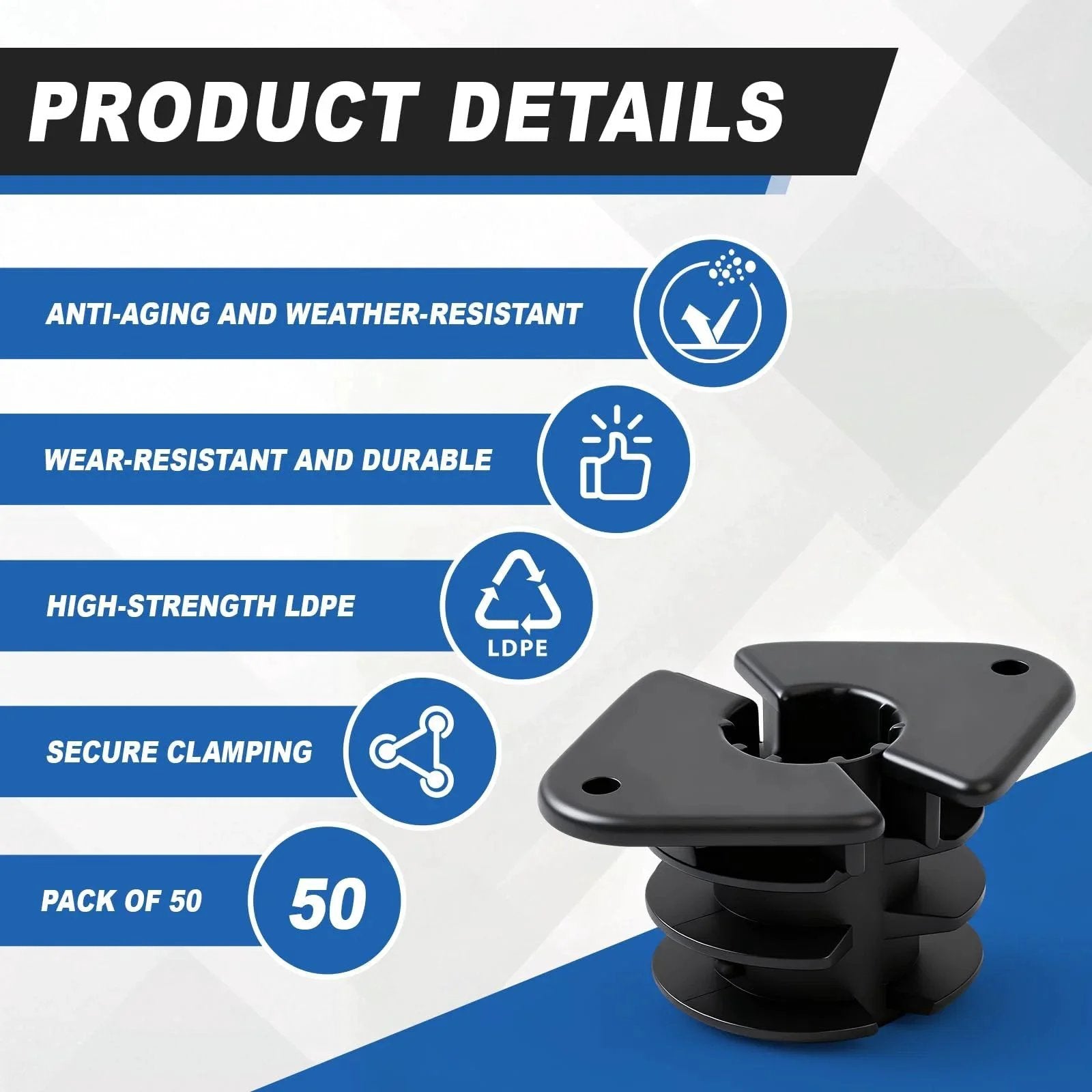 3/4 Inch Thru Isolation Clamp Pack For Pex, Copper, CPVC, And Wood Pipes, 50 Pcs Briwooody Durable Plastic Stud Clamps