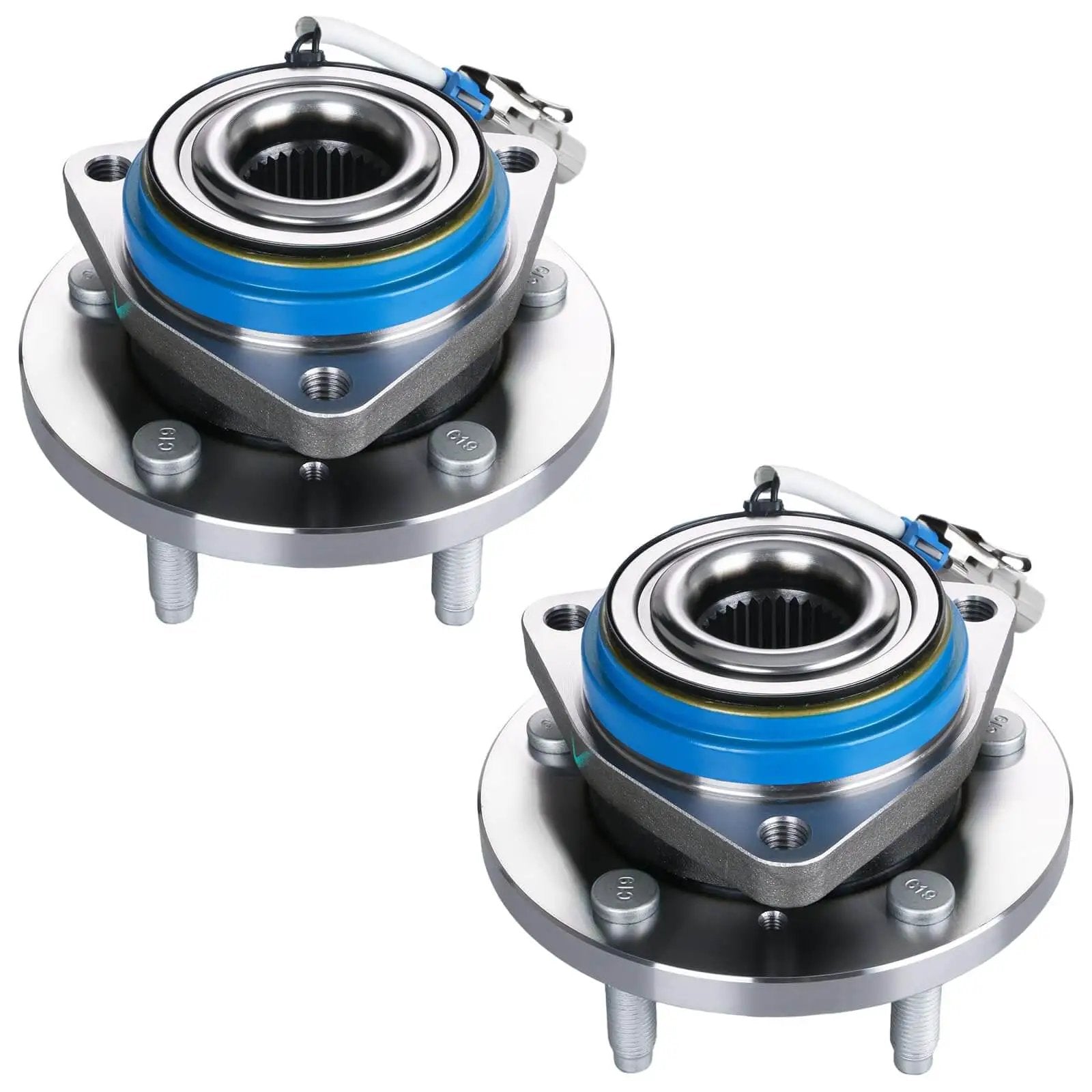 Front wheel hub bearing assembly 2-pack for Chevy Impala 2000-2011, 5-lug w/ABS, shown with sealed ball bearings