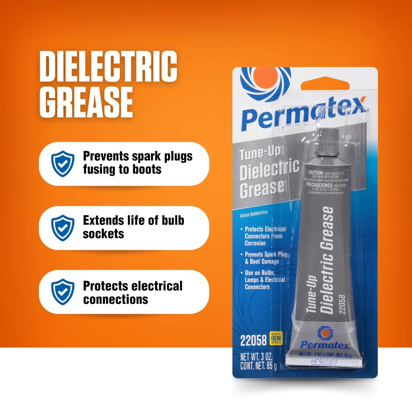 Dielectric Tune Up Grease For Electrical Connections And Wiring 3oz tube packaging, designed to protect terminals and wiring.