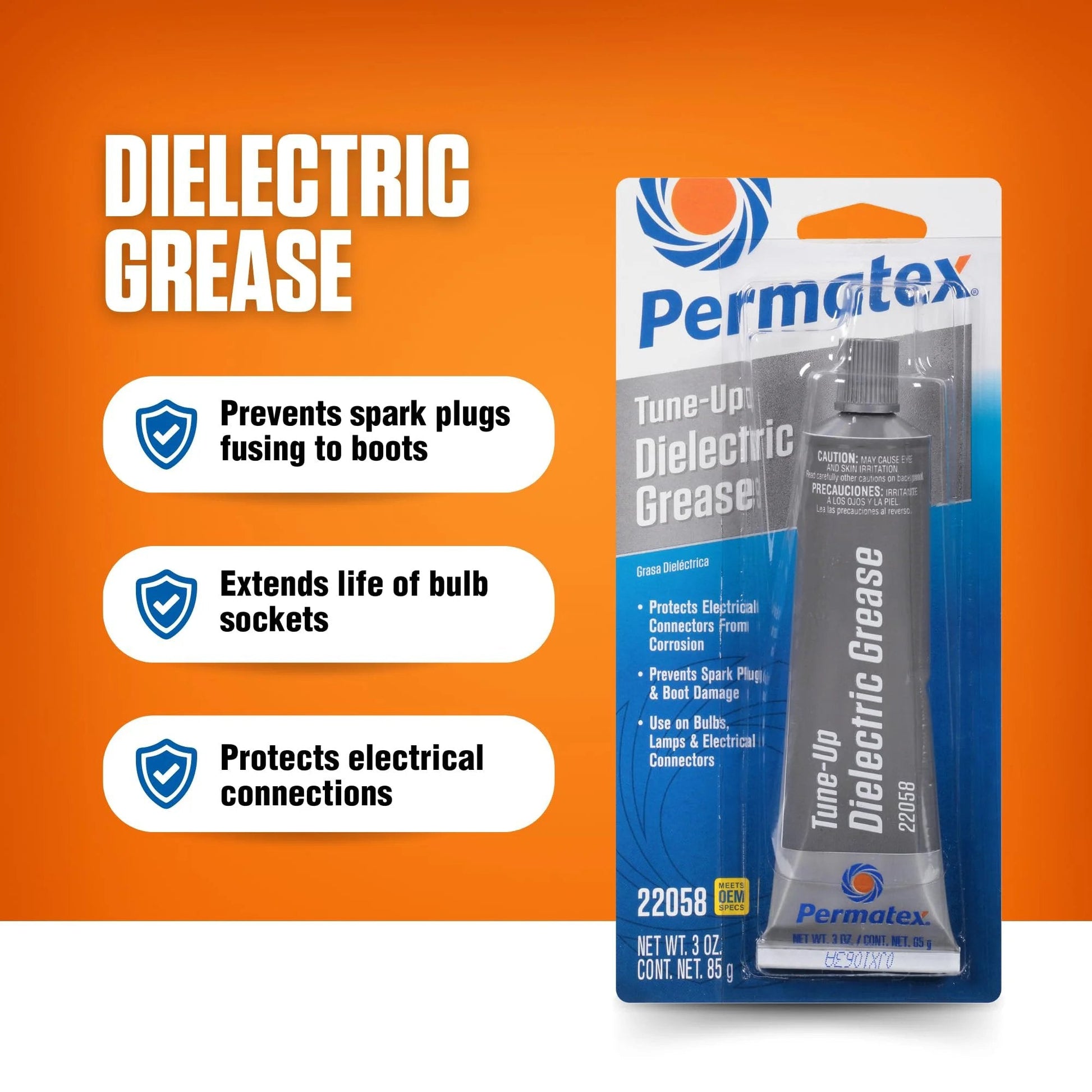 Dielectric Tune Up Grease For Electrical Connections And Wiring 3oz tube packaging, designed to protect terminals and wiring.