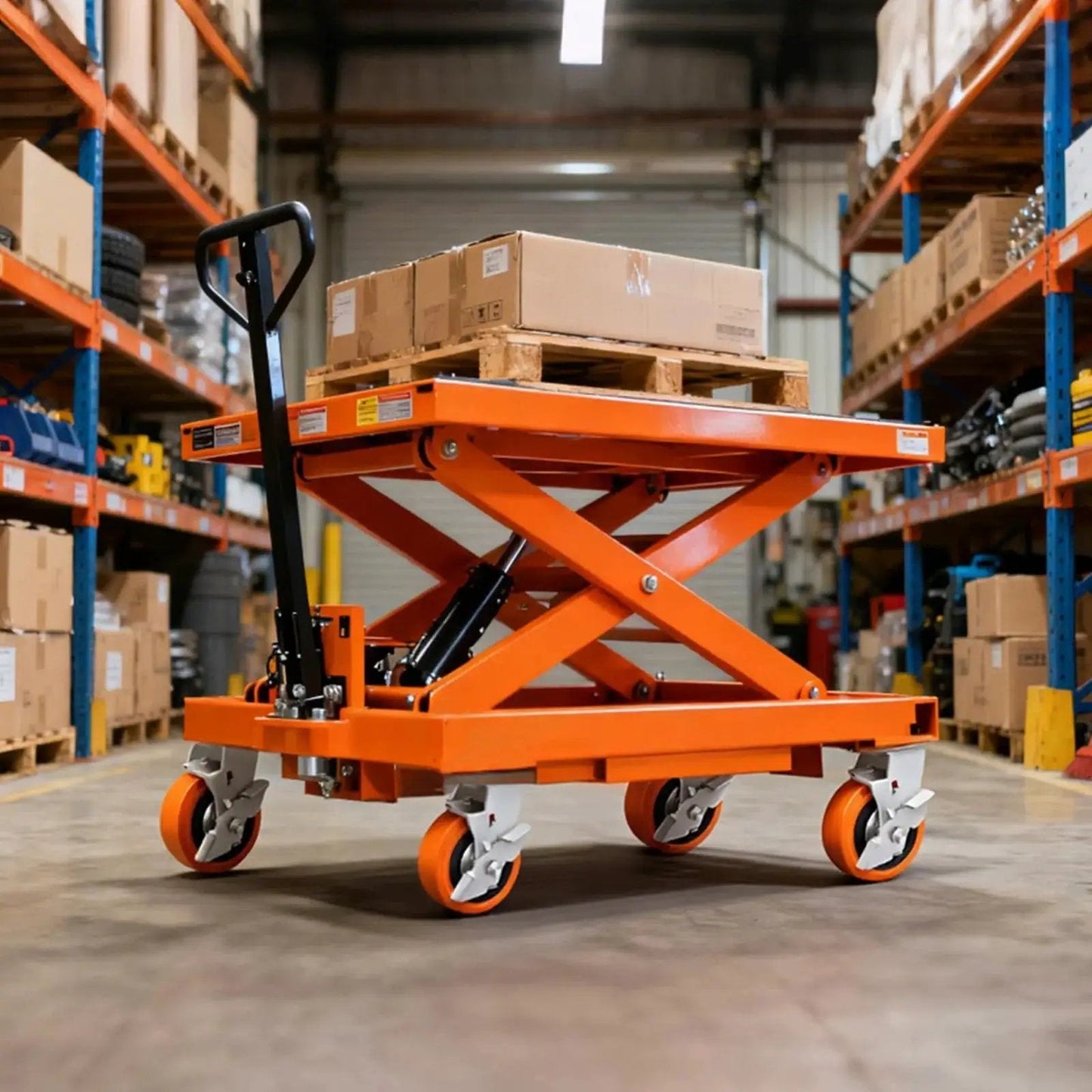 Warehouse cart with heavy duty industrial casters with upgraded thickened bracket, 5 inch plate swivel caster set of 4.