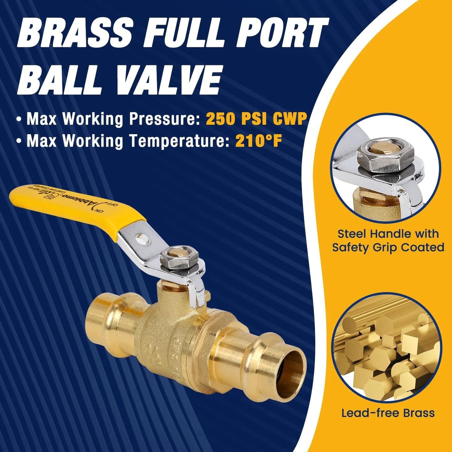 Three Quarter Inch ProPress Ball Valve Kit With EPDM O Ring For Copper Tubing Ten Pack Heavy Duty One Quarter Turn Full Port