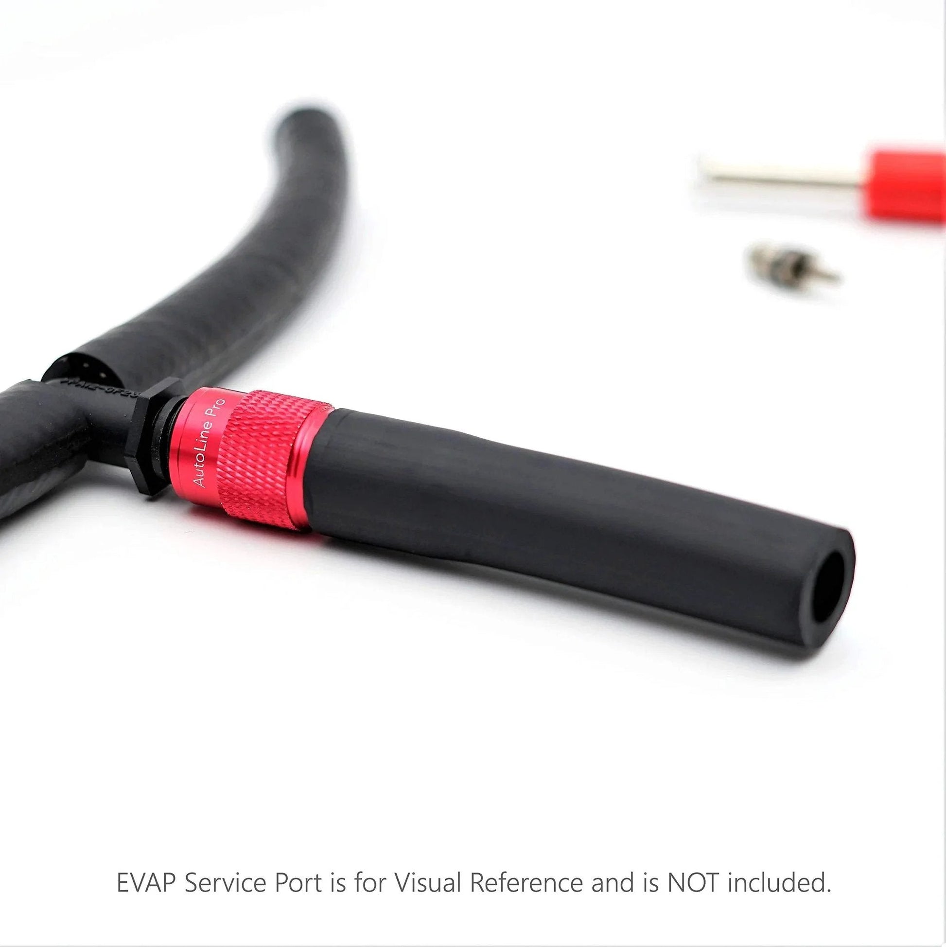 EVAP Service Port Adapter Kit With Schrader Valve Remover Tool For Vacuum Smoke Testers, black and red connectors