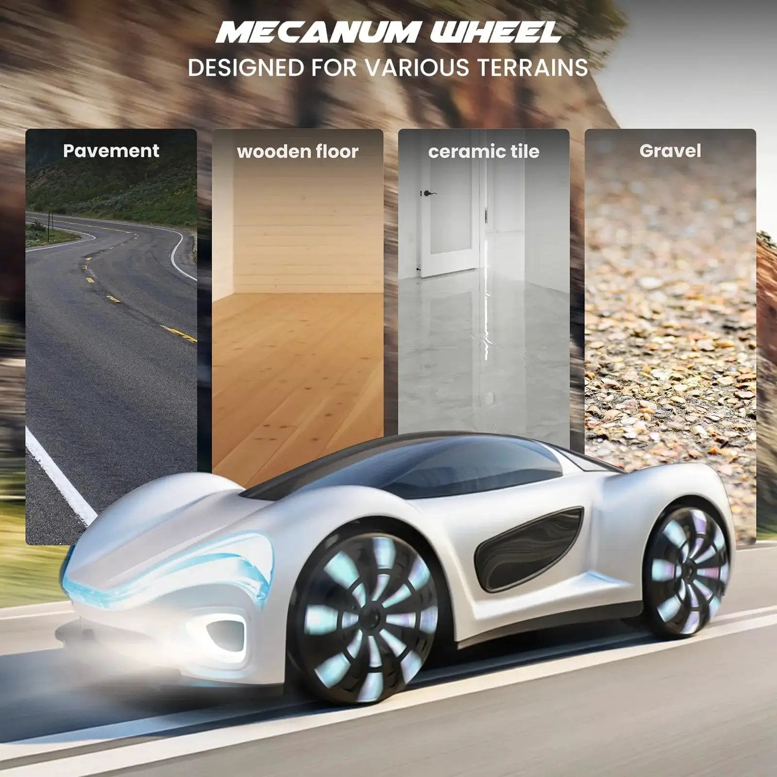 Gesture Sensing Remote Control Car With Charging Dock, 360 Degree Omnidirectional Mecanum Wheels, LED Light, driving on pavement