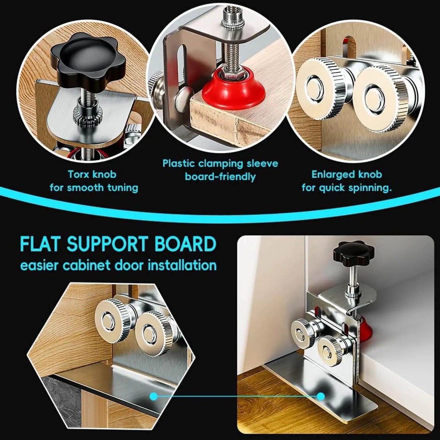 Pro Grade Cabinet Hinge Jig For Precise Door Installations, Heavy Duty Adjustable Clamp Template And Mounting Guide with flat support board