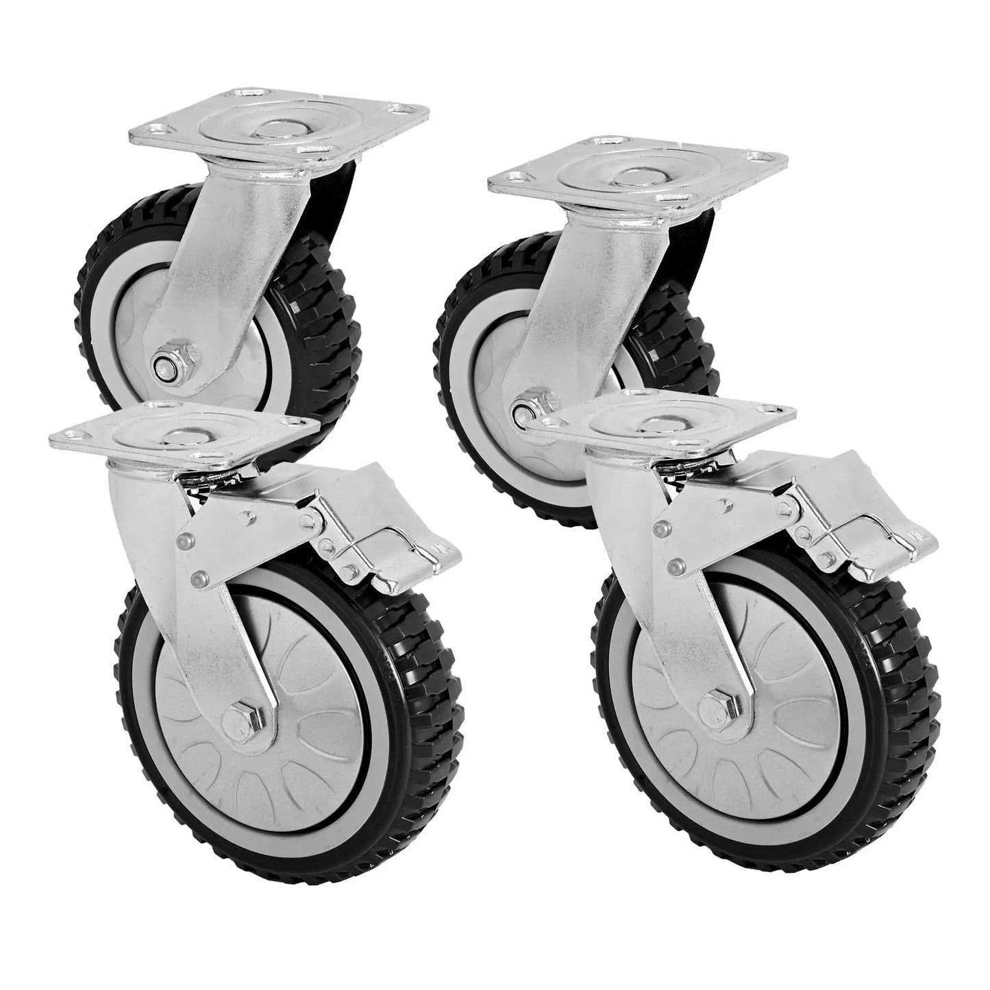 Heavy Duty 6 Inch Rubber Caster Wheels Set Of 4 With Anti Skid Swivel Casters And 360 Degree Rotation 1653 Lbs Capacity