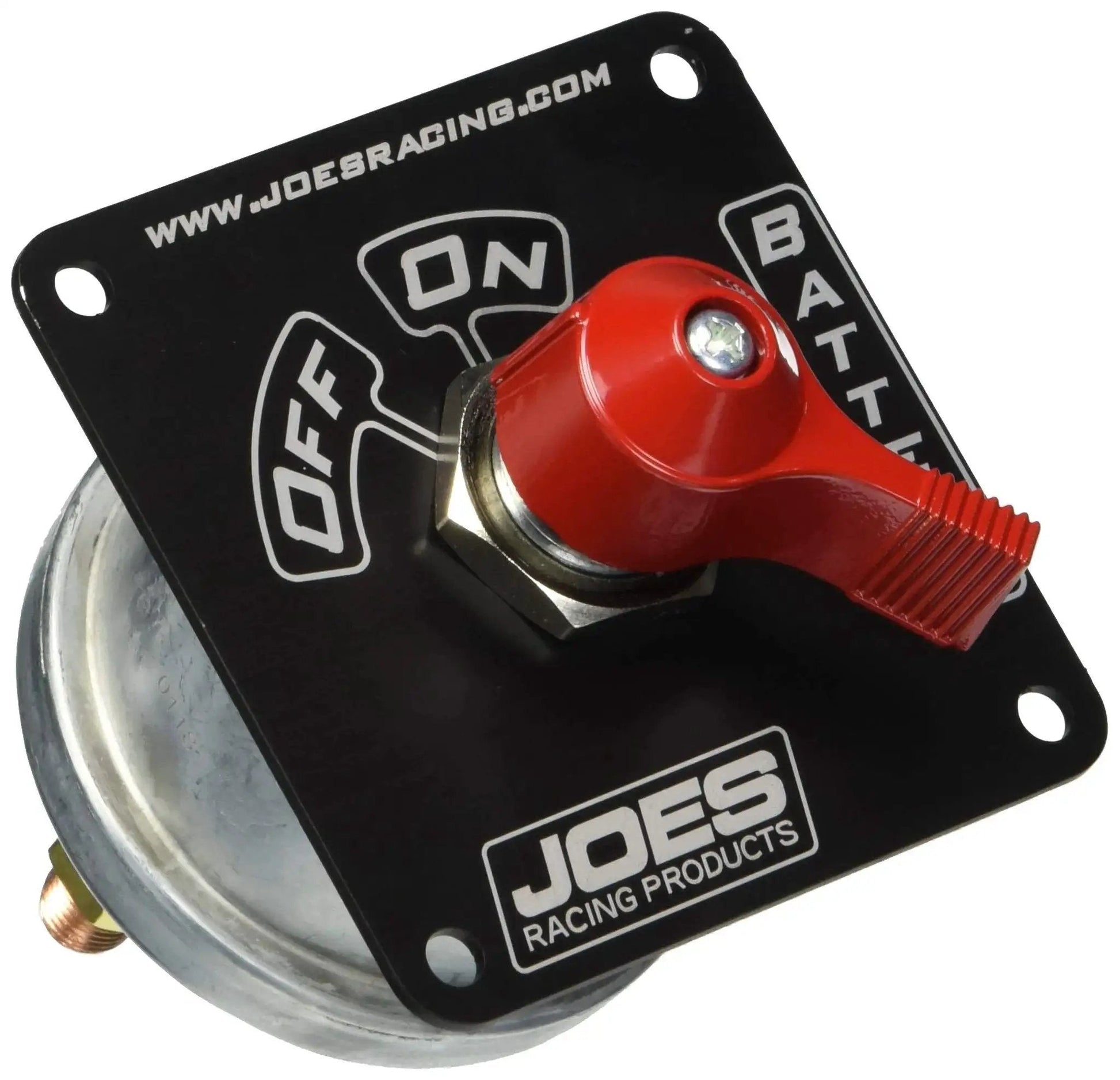 Panel Mount Rotary Battery Disconnect Switch 4 Terminal 12V On Off Black with red lever, front view