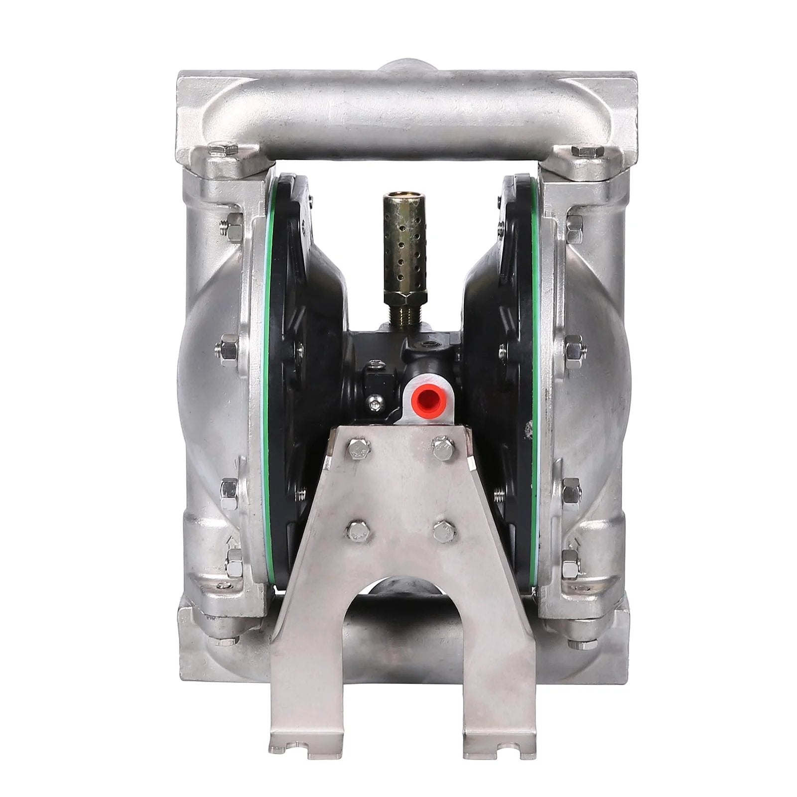 Front view of Air Operated Double Diaphragm Pump For Chemical And Waste Oil Transfer 1 Inch Inlet And Outlet 35 GPM Pneumatic Pump DN25 PTFE Lined
