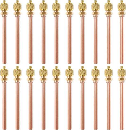 20 Piece Pro Grade Service Access Valve Kit for Refrigeration and HVAC Systems One Quarter Inch SAE to One Quarter Inch OD Two Point Five Inch Stem Brass Copper Core Valves Set for R22 R410A R134A Charging Vacuum Pressure Check and Testing