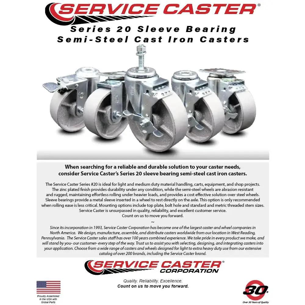Heavy Duty Swivel Caster Set Of Four With Four Inch Silver Wheels And Half Inch Threaded Stems For Industrial Carts And Work Benches