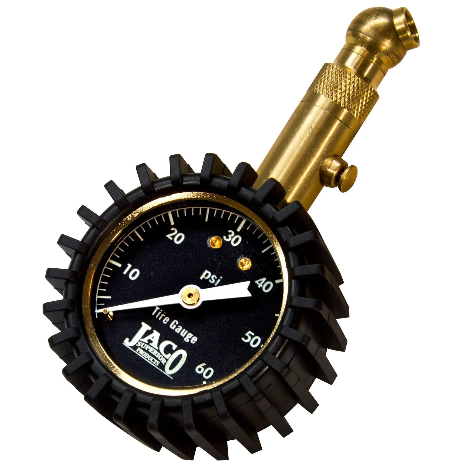 Go To Tire Pressure Gauge For Cars And Trucks JACO 60 Psi Durable Brass Shielding Mechanic Tested No Batteries ANSI Certified