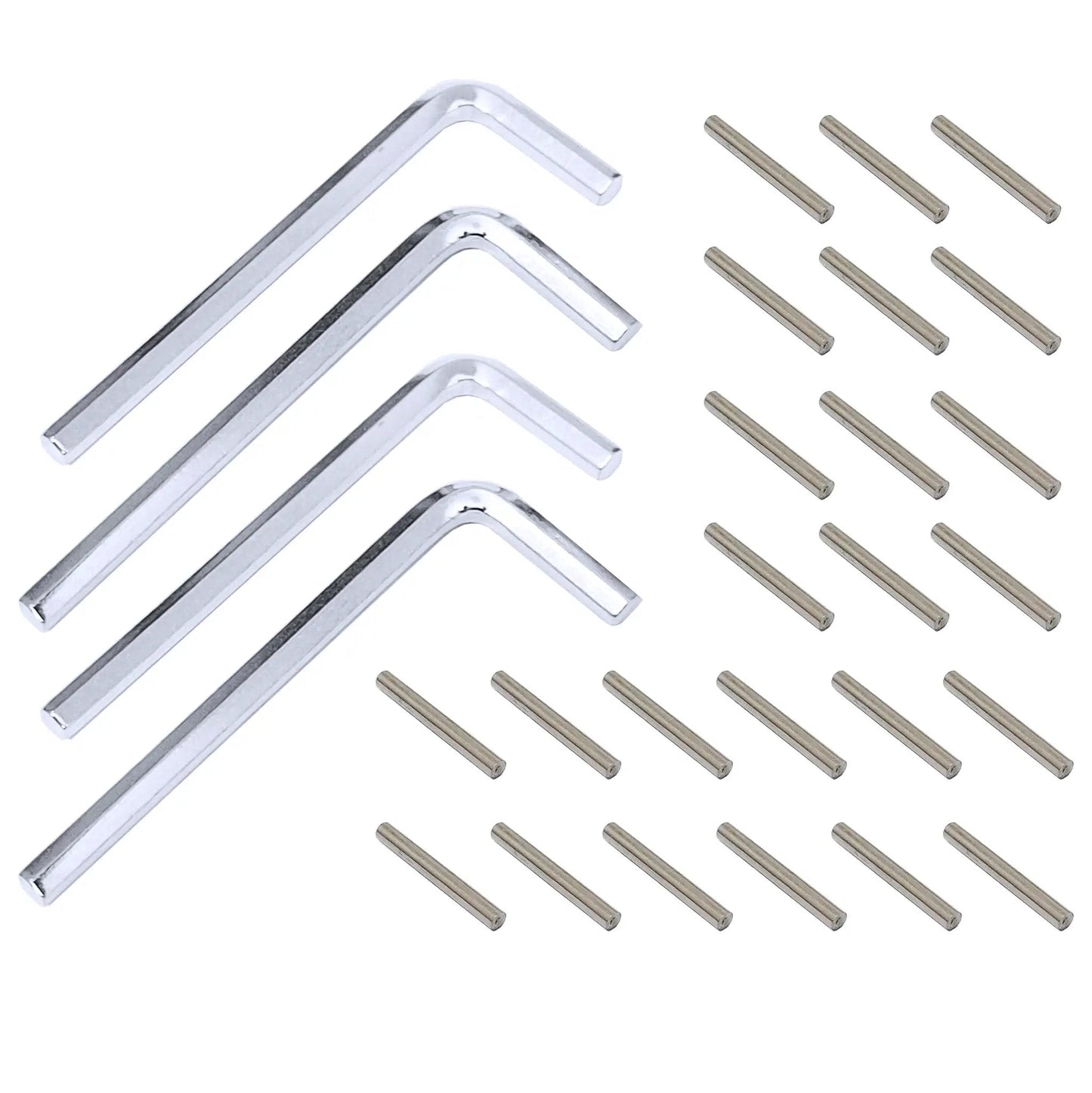 Spring Hinge Tension Pin Metal Dowel Pegs Shelf Support Replacement Kit For Self Closing Garage Door Closer Hinge Includes 24 Shelf Pins And 4 Hex Wrenches Durable Steel Hardware For DIY Home Improvement
