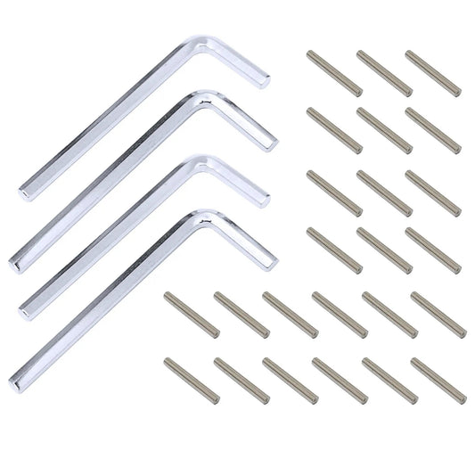 Spring Hinge Tension Pin Metal Dowel Pegs Shelf Support Replacement Kit For Self Closing Garage Door Closer Hinge Includes 24 Shelf Pins And 4 Hex Wrenches Durable Steel Hardware For DIY Home Improvement