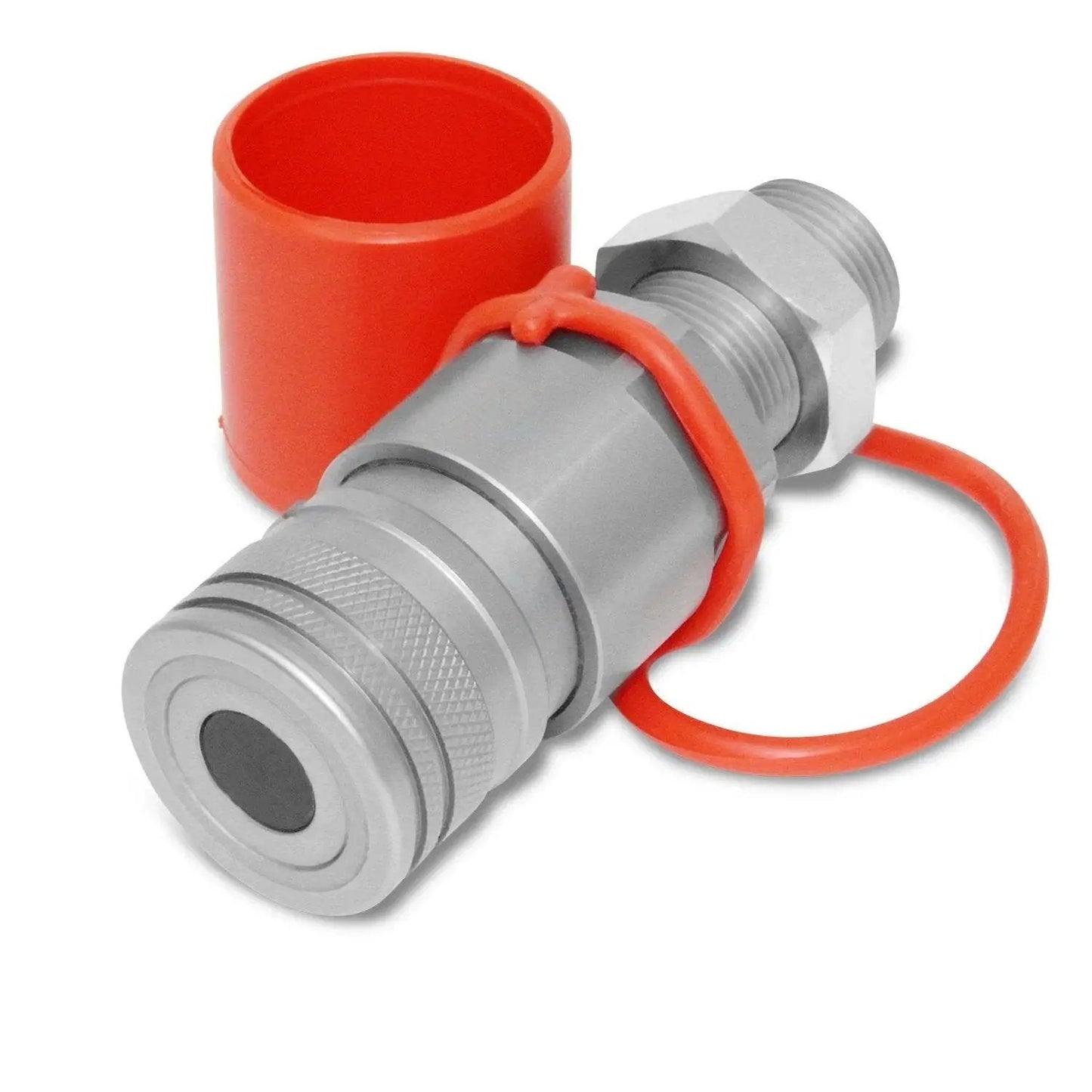 Flat Face Hydraulic Quick Connect Coupler for Skid Steer Mounts, Five Eighth ORFS Bulkhead Adapter, ISO 16028, One Half Inch Body, Direct Mount