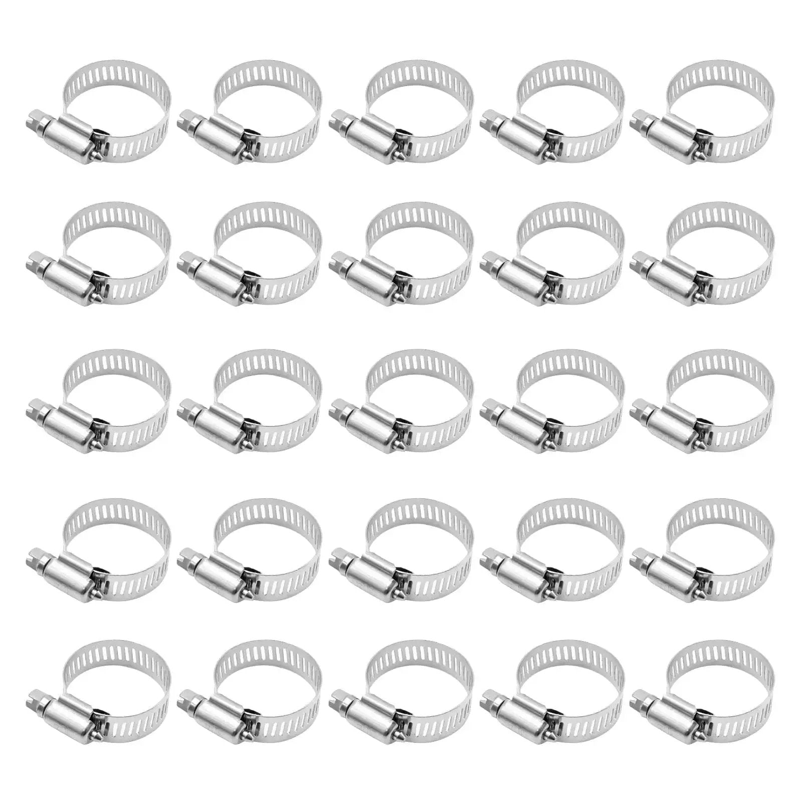 Heavy Duty Pro Grade Stainless Steel Hose Clamp Set, 25 Pcs, 304 Pro Grade, Fits 3/4 To 1-1/4 Inch 18-32mm Pipes, top view