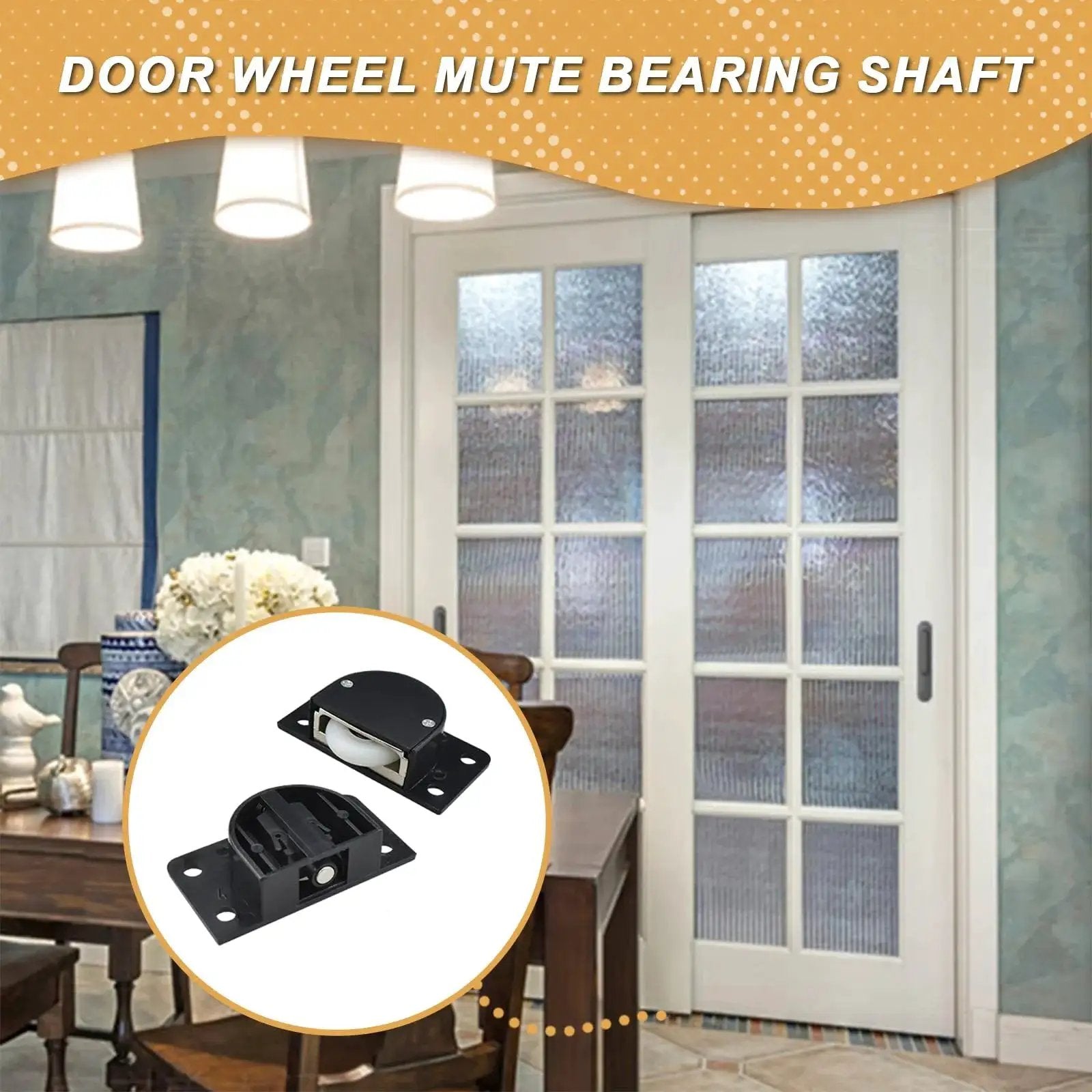 Two Sets Sliding Door Rollers Pulleys With Silent Nylon Wheels for cabinet wardrobe screen doors close-up view of product