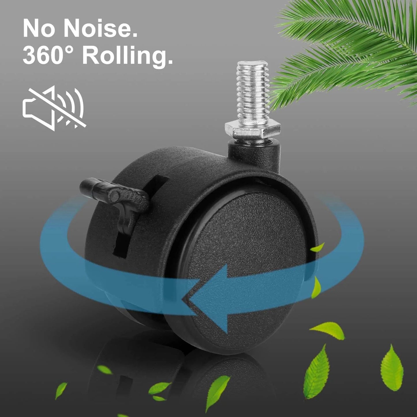 4 Pack 1.5" Swivel Stem Caster Wheels - Replacement Furniture Casters with Locking Brake, Metric M8 Threaded Stem, for Table, Drawer, Plant Shelf, Metal Rack, Laundry Basket.
