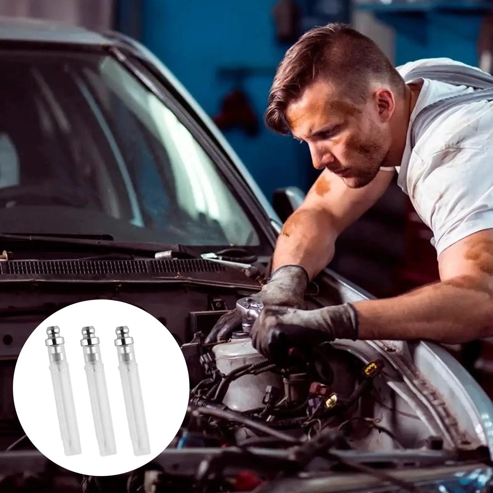 Mechanic using Grease Gun Needle Accessory Set Eight Pieces Including Six Injector Needles One Needle Dispenser And One Nipple Adapter For Sealed Joints 18 Gauge Durable Metal Construction Built For Pros And DIY Bearing Grease And Tight Tolerances