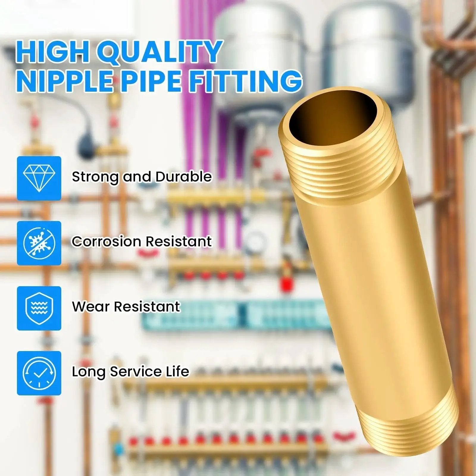 Long Brass Pipe Fitting Nipple Three Quarter NPT Male to Three Quarter NPT Male Four Inch Straight Extender Connector For Fuel