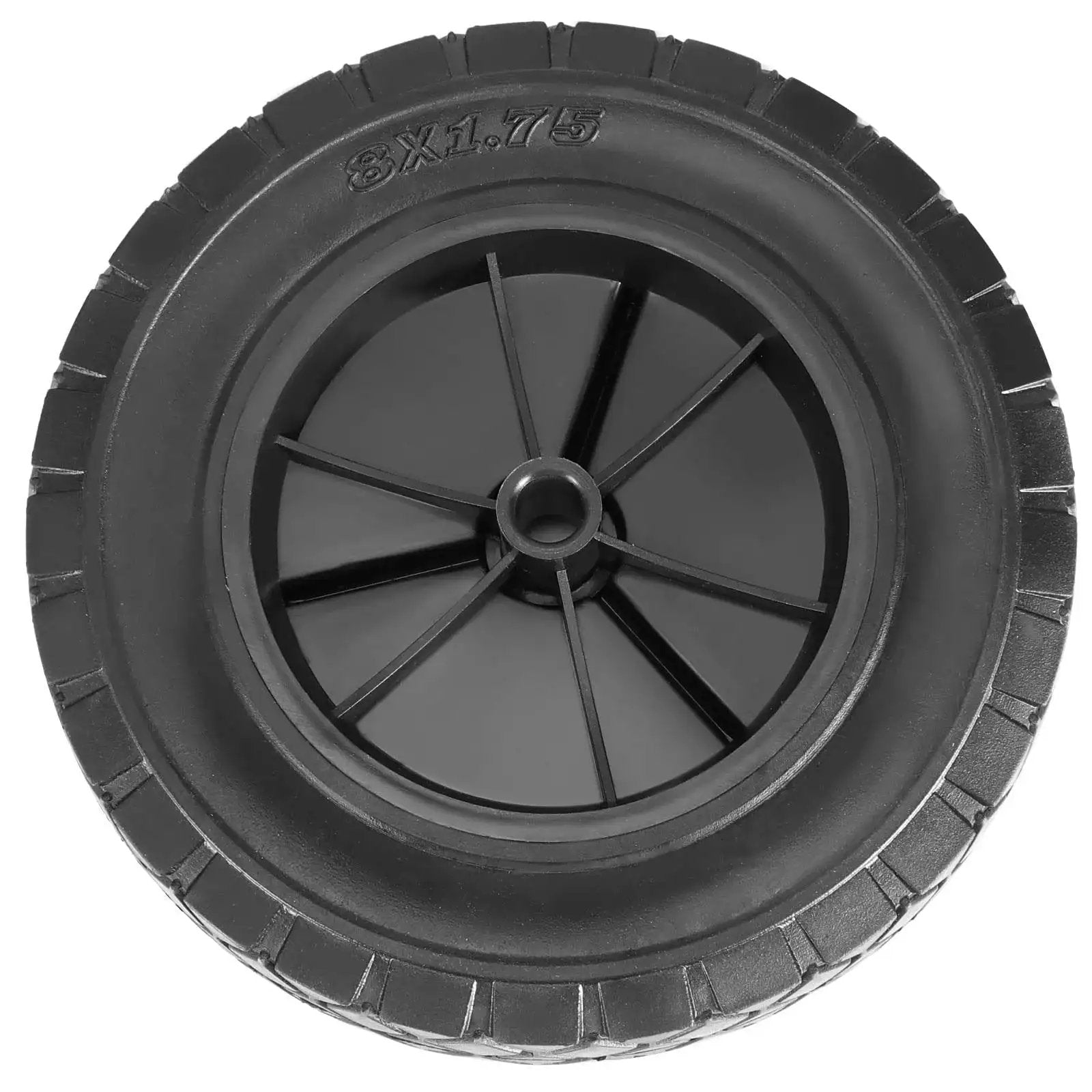 2 Pack 8 Inch Solid Rubber Wheels for Hand Trucks and Carts Replacement Tire With 1/2 Inch Bore and Offset Axle Durable Non Inflatable Wheels