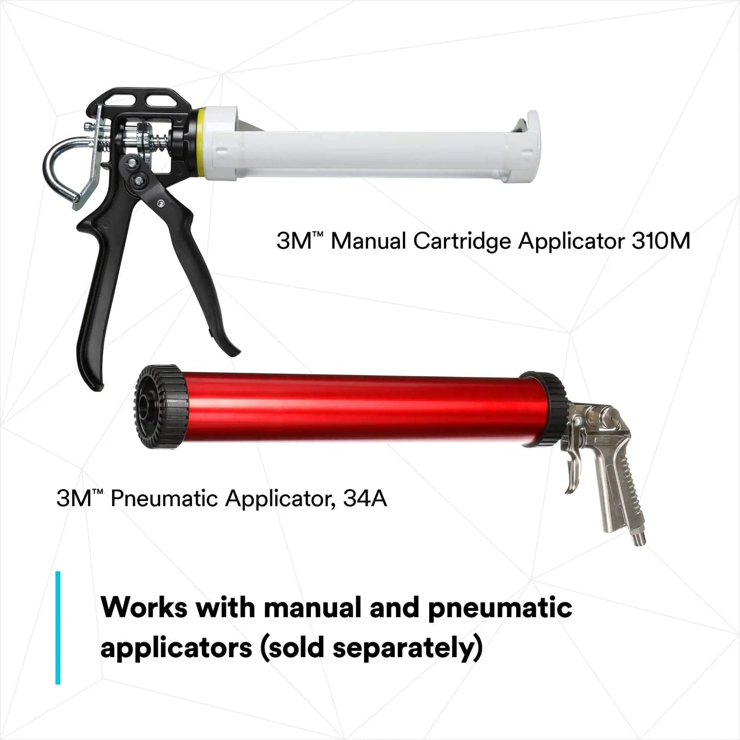 3M Manual and Pneumatic Applicators for Polyurethane Sealant 540 White 10.5 fl oz Cartridge Case of 12