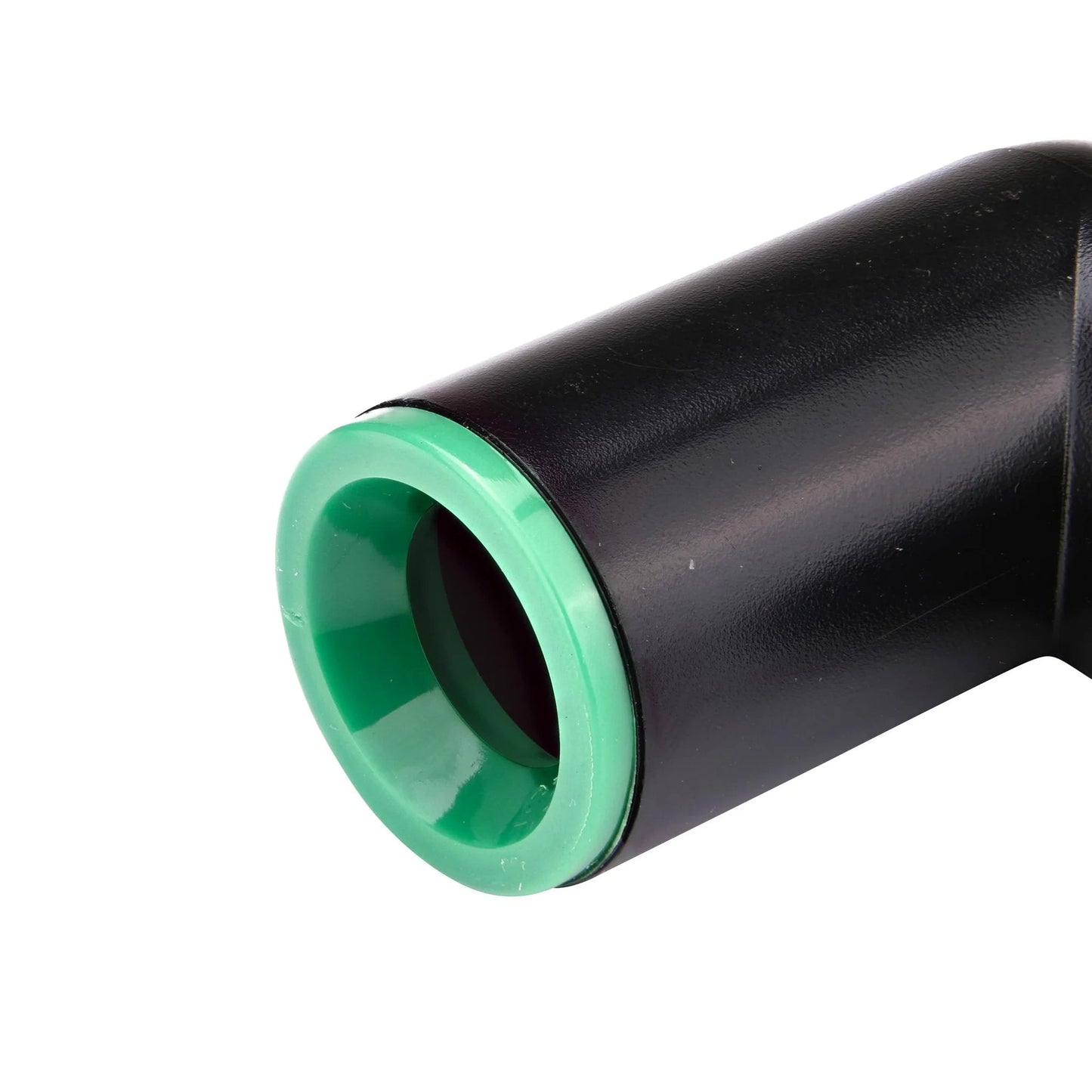 Close-up view of 90 Degree Compression Elbow For 1/2 Inch Drip Irrigation Tubing, Loose Fit, Easy Install For Garden And Lawn, Connects Supply Tubing To Drip Lines